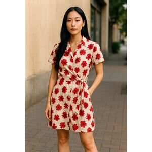 FREE ASSEMBLY RED FLORAL DRESS SIZE XSMALL